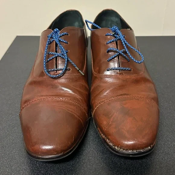 Salvatore Ferragamo Brown Leather Cap Toe Oxford Dress Shoes Mens 9 2E